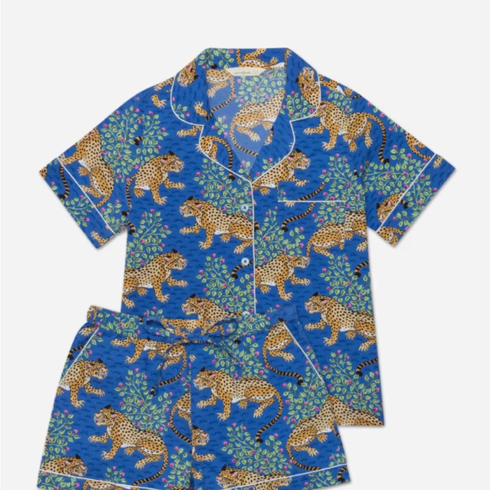 Printfresh Blue and Brown Leopard Pajama Set